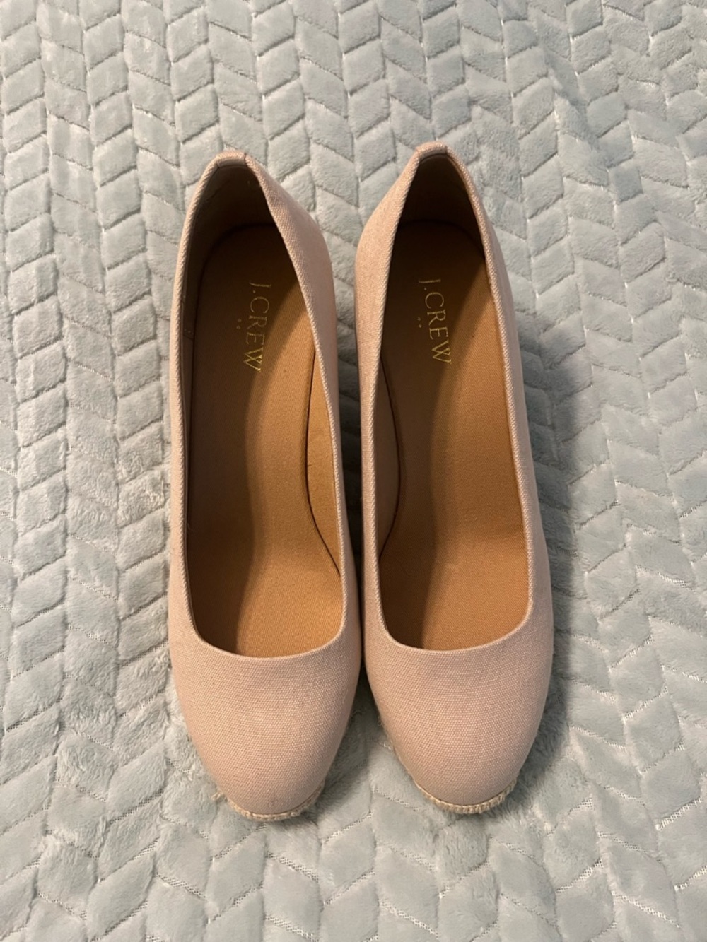J.Crew Women's Beige Canvas Wedge Espadrilles NWT sz 8.5